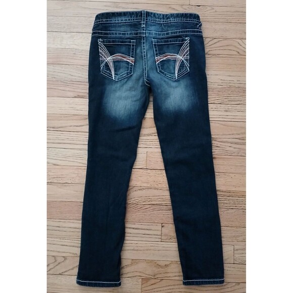 Rue 21 Women's Low Rise Skinny Denim Dark Blue Jeans 5/6 Short - Picture 2 of 8